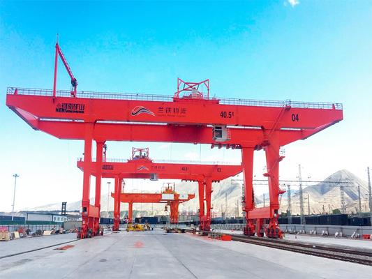 45T op rails gemonteerde Containerbrug Crane Double Girder With Hoist
